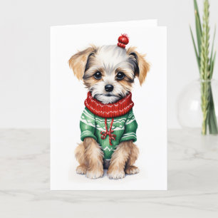 Christmas Sweater Puppy, Holiday Puppy BLANK  Card