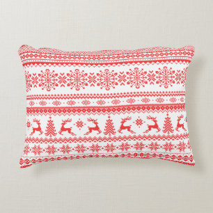 Christmas sweater red fair isle pattern monogram decorative cushion