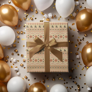 Christmas Sweater Reindeer Pattern Wrapping Paper