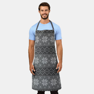 Christmas Sweater Scandinavian Knit Black Grey Apron