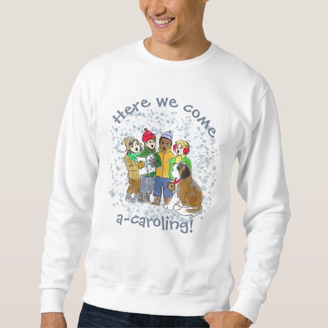 Christmas sweatshirt featuring kids and St.Bernard (Front)