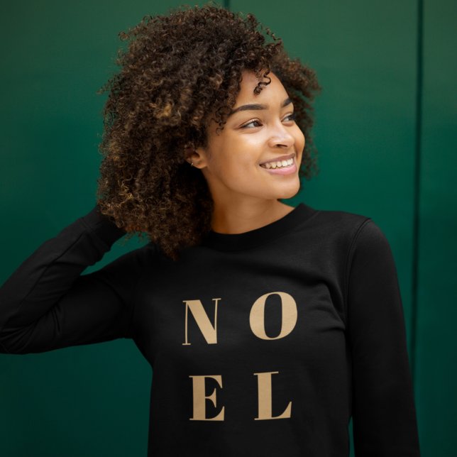 Christmas Sweatshirt | Holiday Noel Gold on Black (“Noel” Christmas sweatshirt by Guava, featuring bold gold typography on a sleek black fabric)