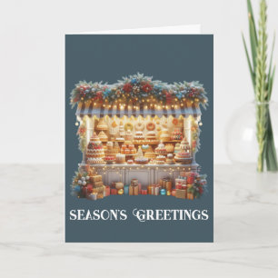 Christmas Sweets Market Kiosk Season’s Greetings Holiday Card