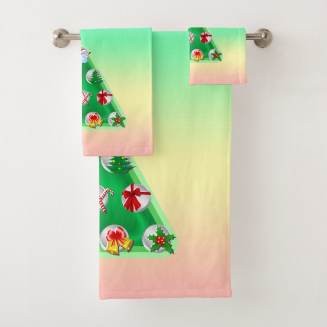 Christmas Symbols Bath Towel Set (Insitu)
