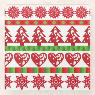 Christmas symbols glass coaster