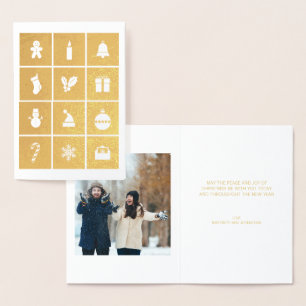 Christmas Symbols Holiday Gold Foil Card