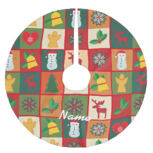Christmas Symbols Medley Art Thunder_Cove Brushed Polyester Tree Skirt