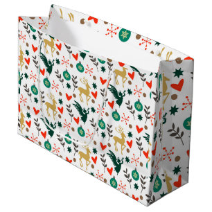 Christmas symbols pattern large gift bag