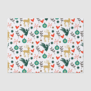 Christmas symbols Pattern traditional colours Tissue Paper