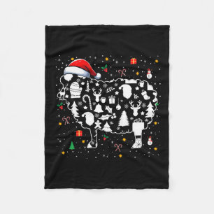 Christmas Symbols Santa Sheep Cute Shape Matching  Fleece Blanket