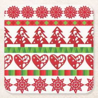 Christmas symbols square paper coaster