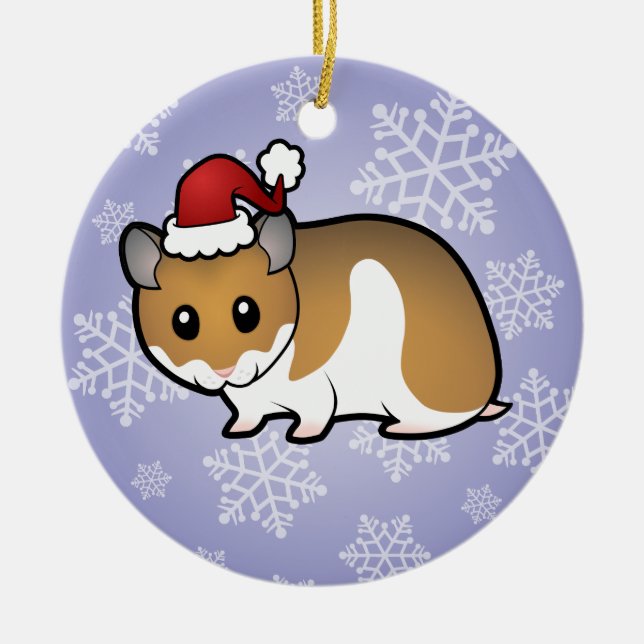 Christmas Syrian Hamster Ceramic Tree Decoration (Front)