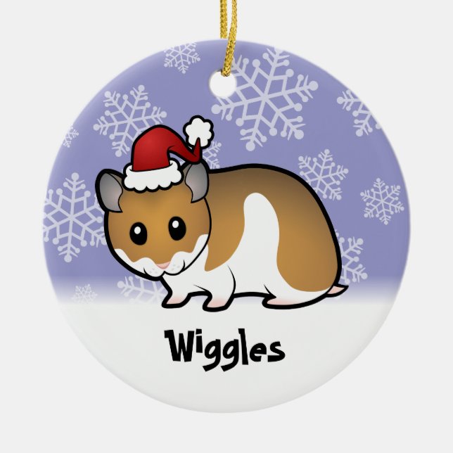 Christmas Syrian Hamster Ceramic Tree Decoration (Front)
