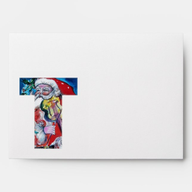CHRISTMAS T LETTER /SANTA  CLAUS WITH VIOLIN ENVELOPE (Front)