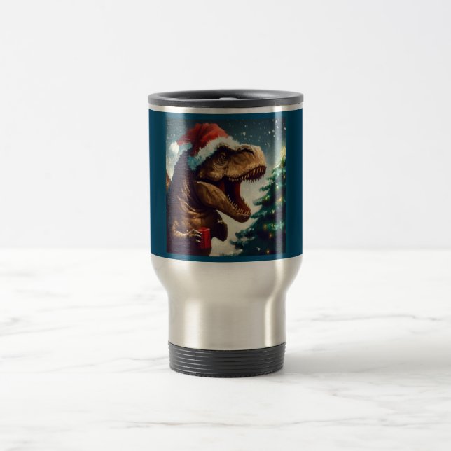 Christmas T-Rex 1 Travel Mug (Center)