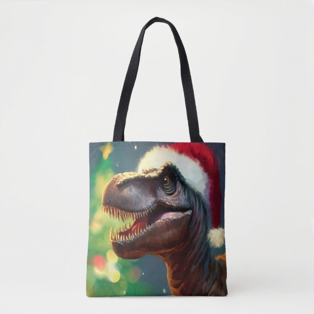 Christmas T-Rex 2 Tote Bag (Front)