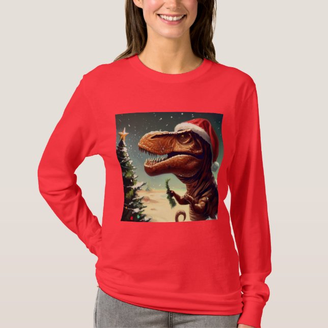 Christmas T-Rex 4 T-Shirt (Front)