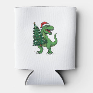 Christmas T-Rex Carrying Christmas Tree Can Cooler