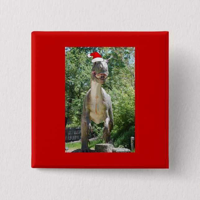 Christmas T-Rex Dinosaur 15 Cm Square Badge (Front)