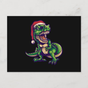 Christmas T-rex Dinosaur   Dinosaur Design Postcard