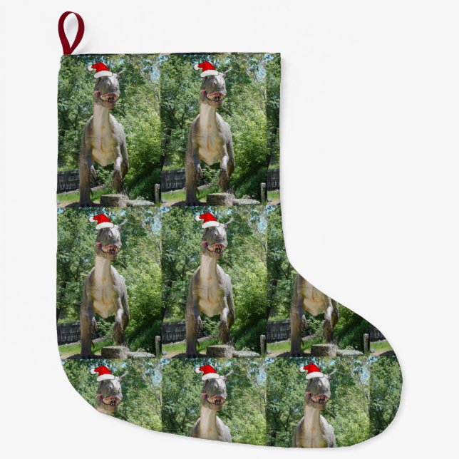 Christmas T-Rex Large Christmas Stocking (Front)