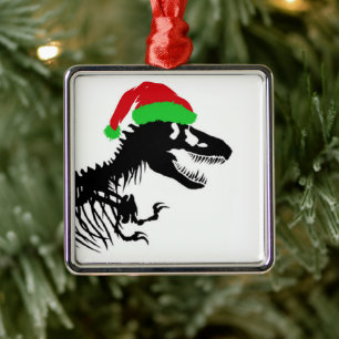 Christmas T-Rex Metal Tree Decoration