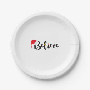 Christmas T shirt Believe In Santa Claus Shirt Paper Plate