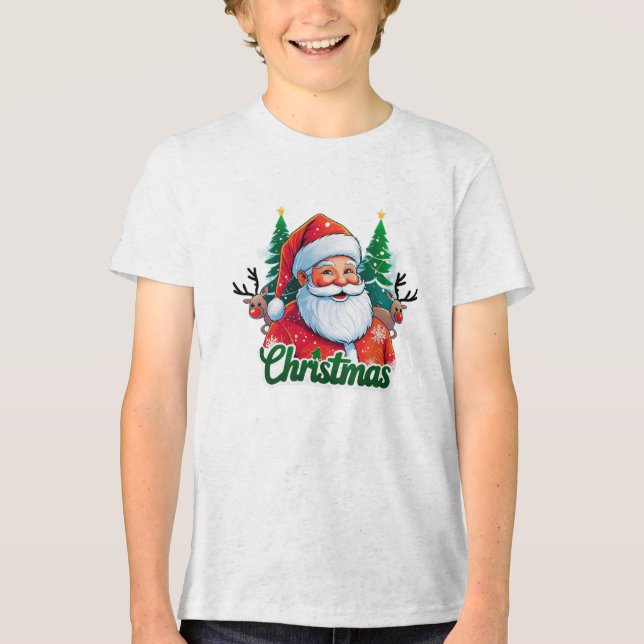 Christmas T-shirt design and white background Tri-Blend Shirt (Front)