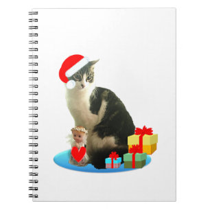 Christmas tabby cat and cute little angel spiral notebook