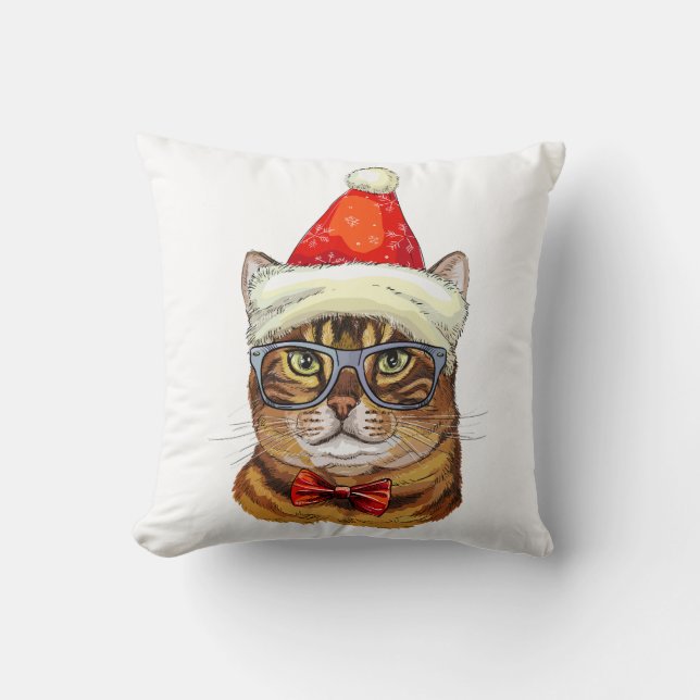 Christmas Tabby Cat  Cushion (Front)