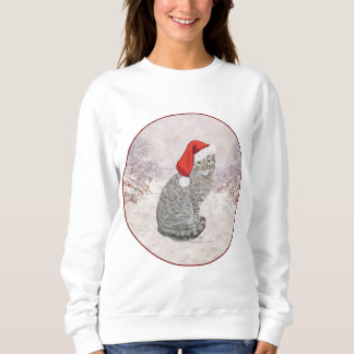 Christmas Tabby Cat Snowy Sweatshirt