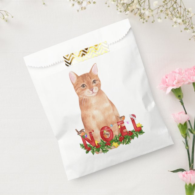 Christmas Tabby Cat Watercolor  Favour Bags (Sealed)