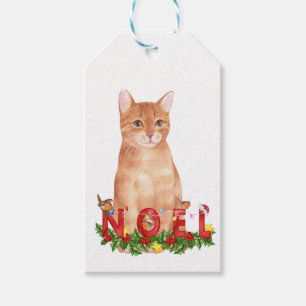 Christmas Tabby Cat Watercolor Gift Tags