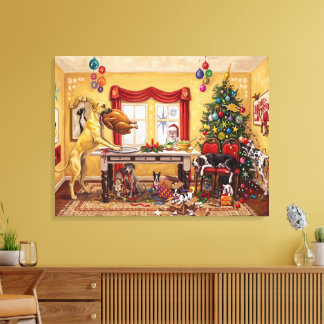 Christmas Table and fawn Great Danes Canvas Print