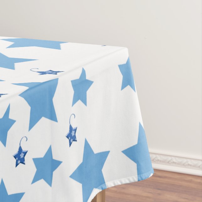 Christmas Tablecloth, Blue Stars Tablecloth (In Situ)