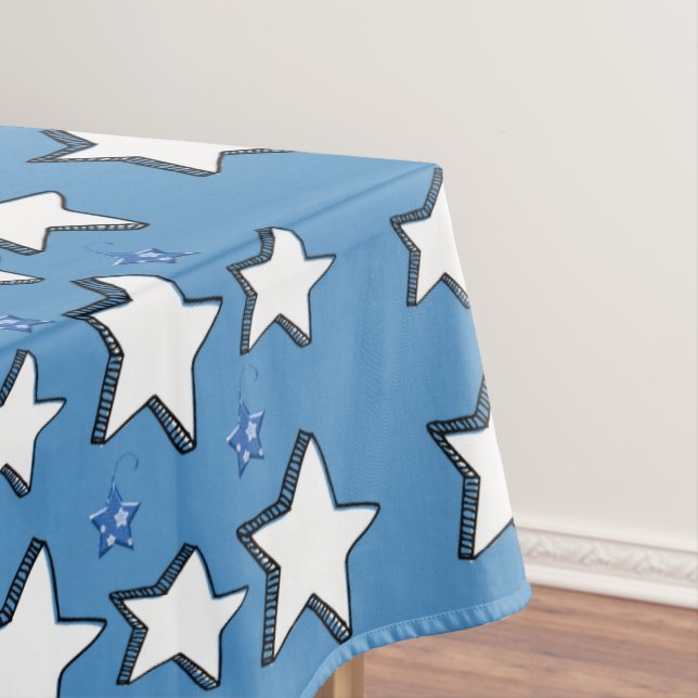 Christmas Tablecloth, Blue Stars Tablecloth (In Situ)