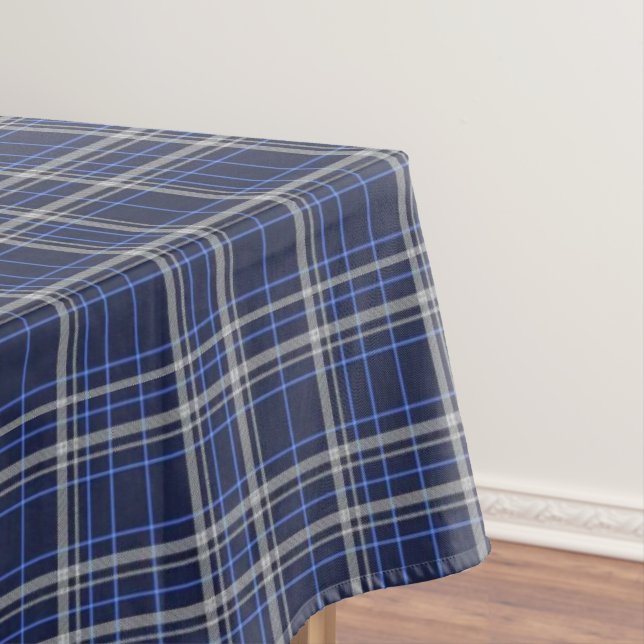 Christmas Tablecloth Classic Blue & White Plaid (In Situ)