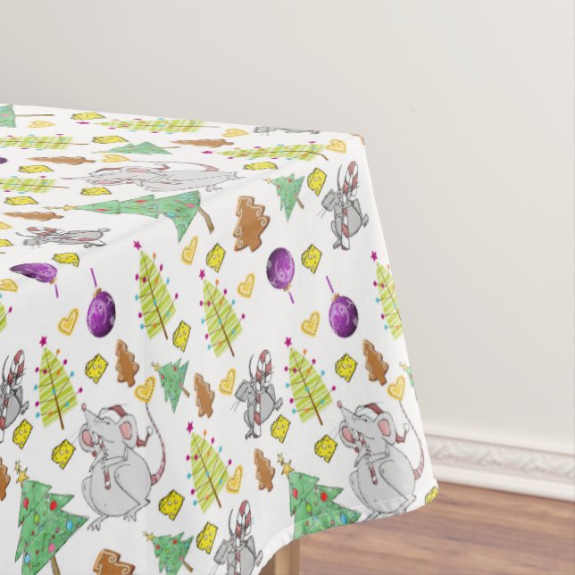 Christmas Tablecloth, Merry Christmas Mouse Mice  Tablecloth (In Situ)