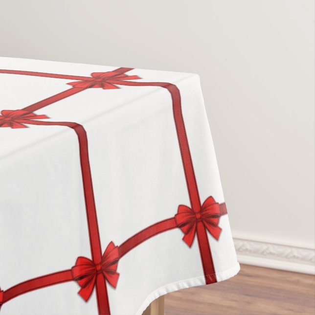 Christmas Tablecloth, Red Bow Tablecloth (In Situ)