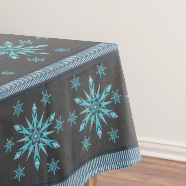 Christmas Tablecloth, Snowflake Tablecloth Silver (In Situ)