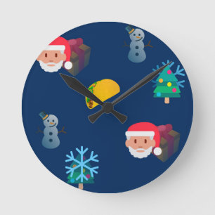 christmas taco emoji round clock