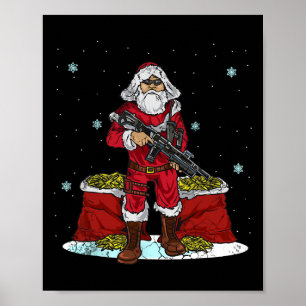Christmas Tactical Santa Claus 2nd Amendment Gun R Poster