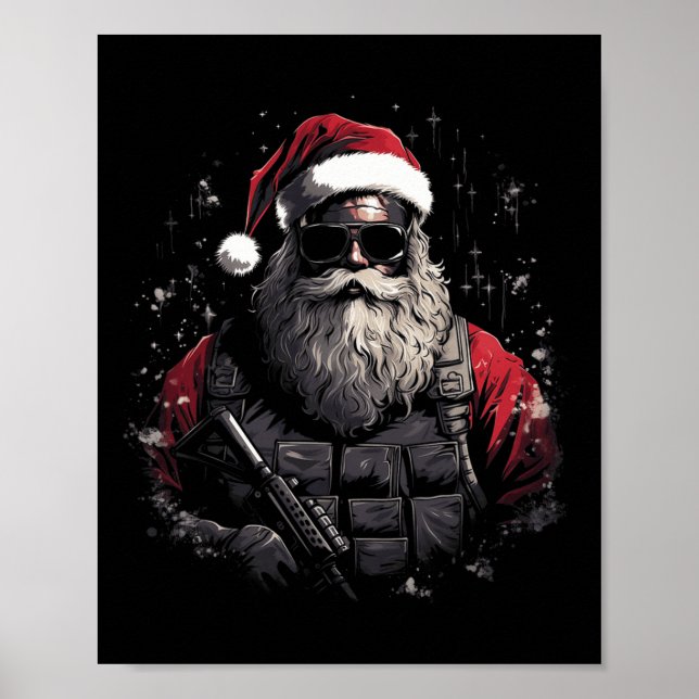 Christmas Tactical Santa Xmas Gift Idea  Poster (Front)
