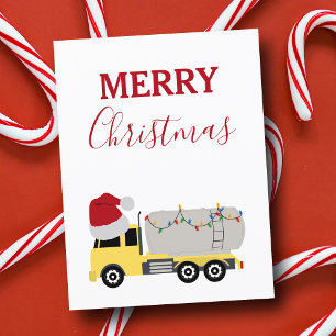 Christmas Tanker Truck Transportation Trucks Holiday Postcard