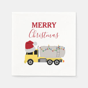 Christmas Tanker Truck Transportation Trucks Napkin