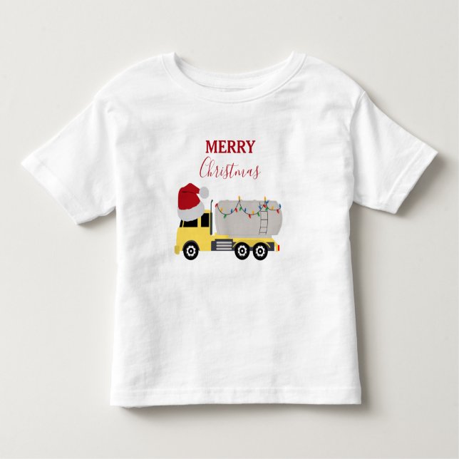 Christmas Tanker Truck Transportation Trucks Toddler T-Shirt (Front)