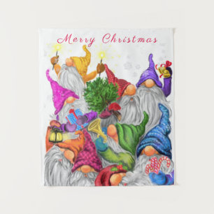 Christmas Tapestry Gift Gnome Party Cartoon