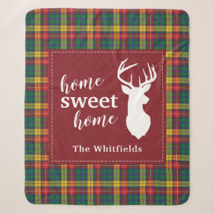 Christmas Tartan Clan Buchanan Plaid Home Sweet Sherpa Blanket