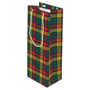 Christmas Tartan Clan Buchanan Yellow Plaid Wine Gift Bag