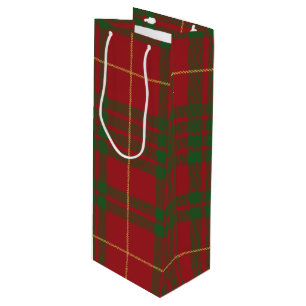 Christmas Tartan Clan MacTavish Plaid Red Check Wine Gift Bag